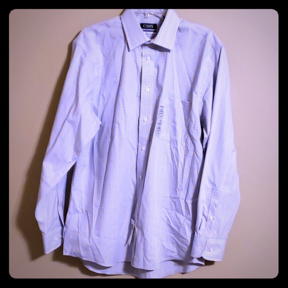 Chaps NWT dress shirt plaid blue and gold